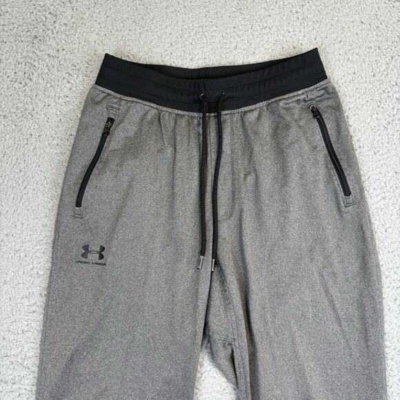 Under Armour Jogger Men’s Medium Loose Fit Sportstyle Tricot Knit Tapered Gray - Picture 2 of 11